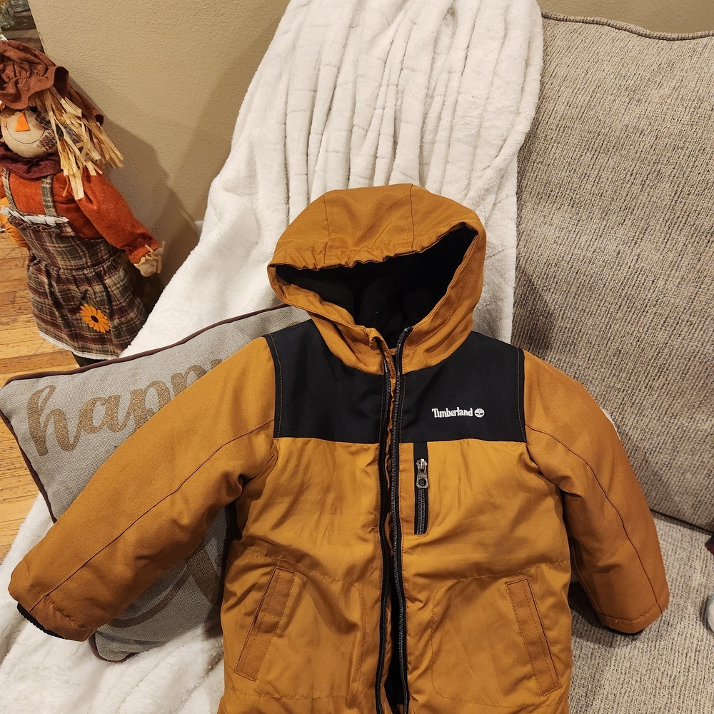 Timberland Tan and Black Hooded Jacket